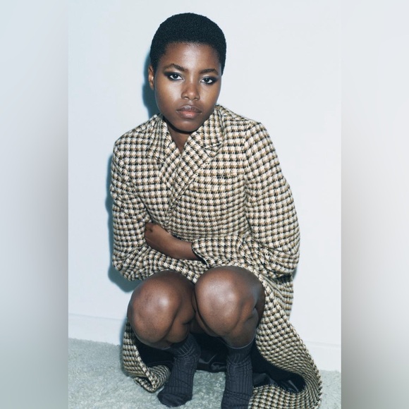 Zara long plaid wool coat 🖤